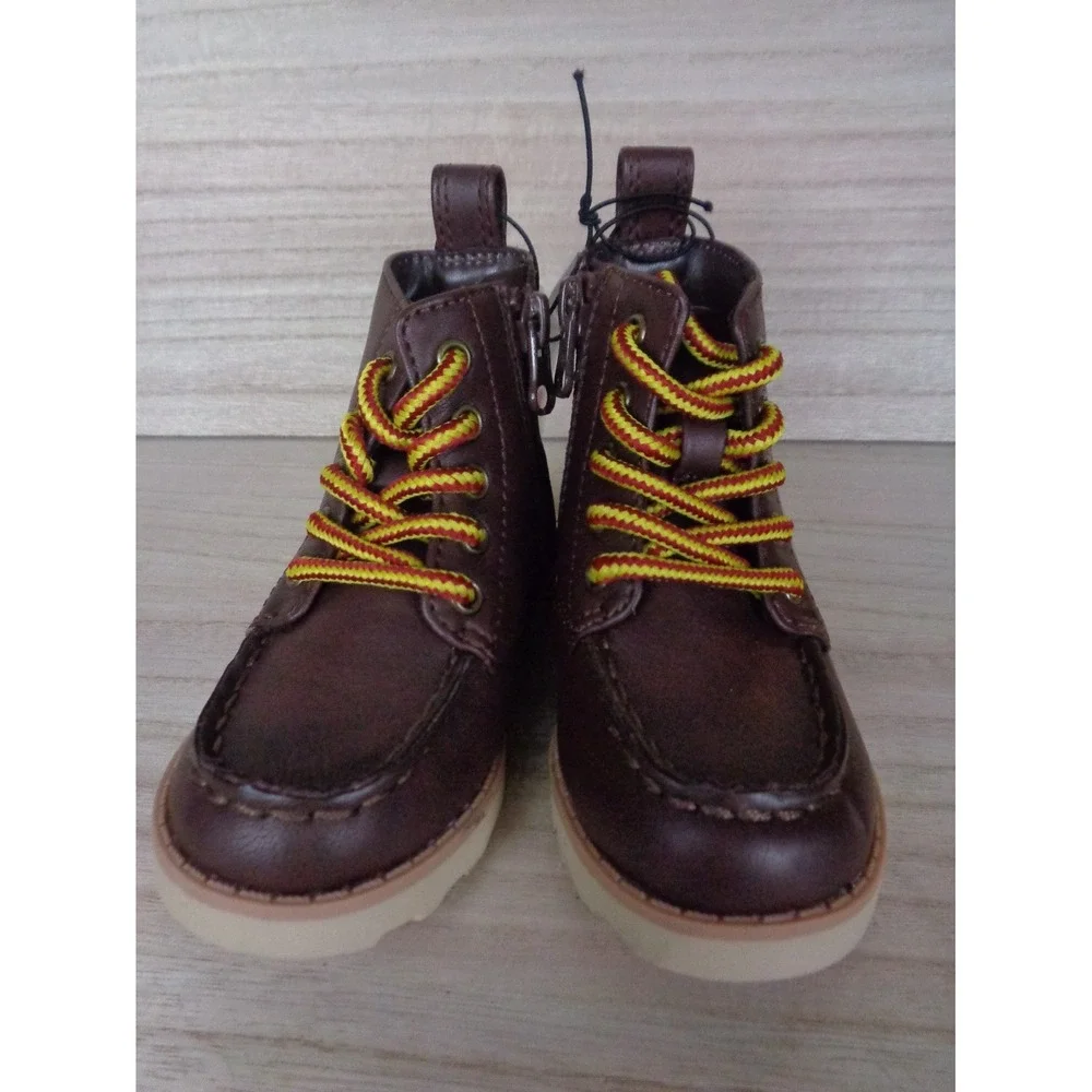Cat & Jack Toddler Boys Boots Size 5‎ Brown Greyson Boots Side Zip & Laces